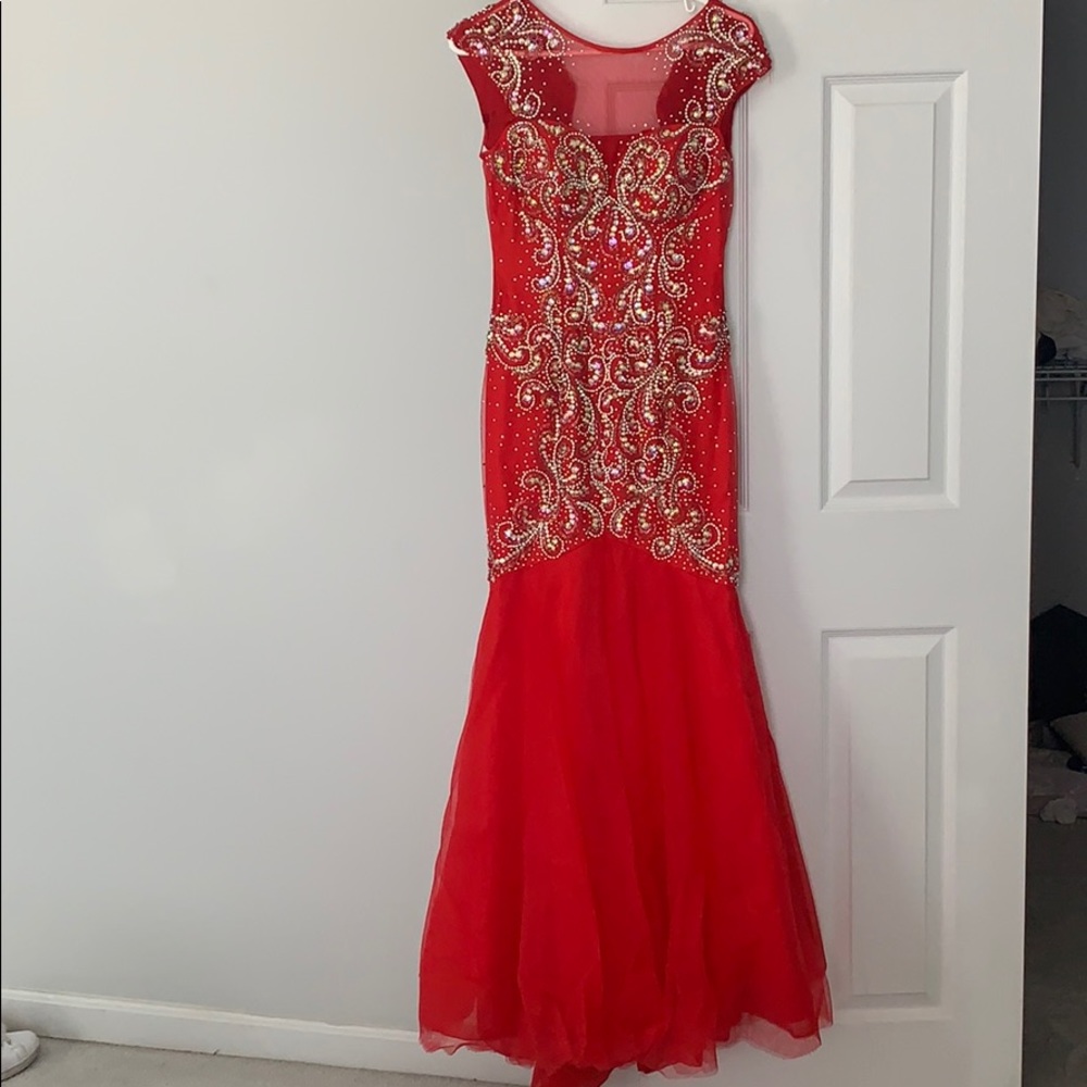 ❤️❤️RACHEL ALLAN RED MERMAID PROM DRESS!!!